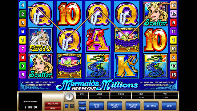 Игровой интерфейс Mermaids Millions 5